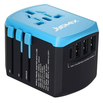 JYDMIX All in One Universal USB Travel Power Adapter with 3 USB Port & Type-C International Wall Charger Worldwide AC Power Plug 8 Pin AC Socket for Multi-Nation Travel - Imported from UK